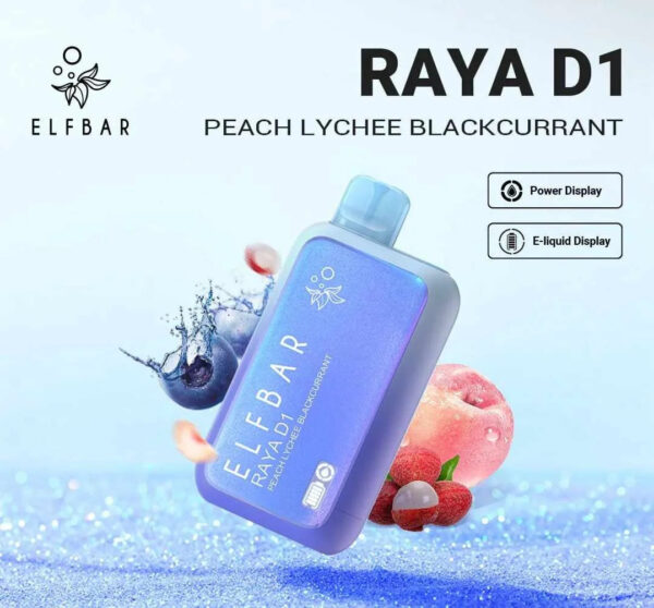 ELF BAR RAYA D1  Peach Lychee Blackcurrant | Vape Shop Delhi